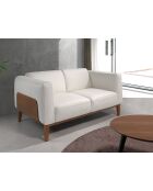 2-Sitzer-Sofa in Weiß/Nussbaum - 51x159x92 cm