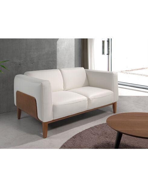2-Sitzer-Sofa in Weiß/Nussbaum - 51x159x92 cm