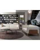 2-Sitzer-Sofa in Weiß/Nussbaum - 51x159x92 cm