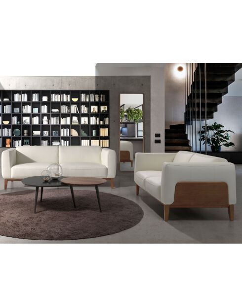 2-Sitzer-Sofa in Weiß/Nussbaum - 51x159x92 cm