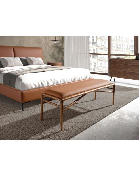 Panca in ecopelle marrone marrone/noce - 23x130x40 cm