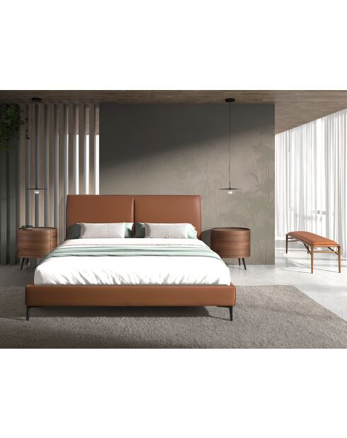 Panca in ecopelle marrone marrone/noce - 23x130x40 cm