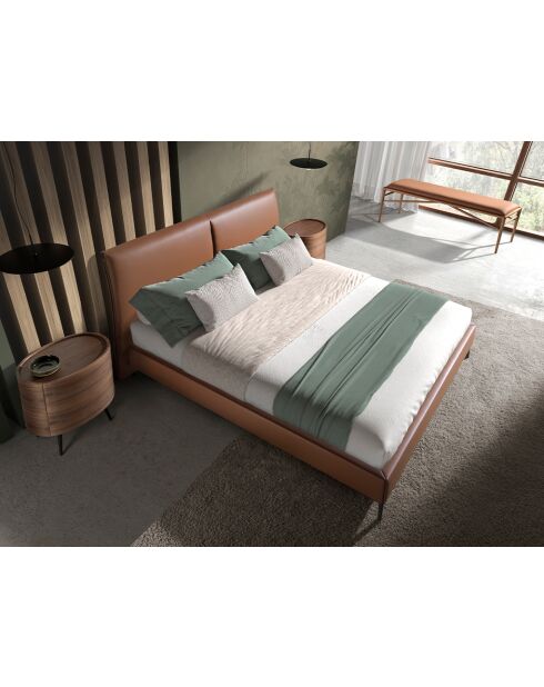 Panca in ecopelle marrone marrone/noce - 23x130x40 cm