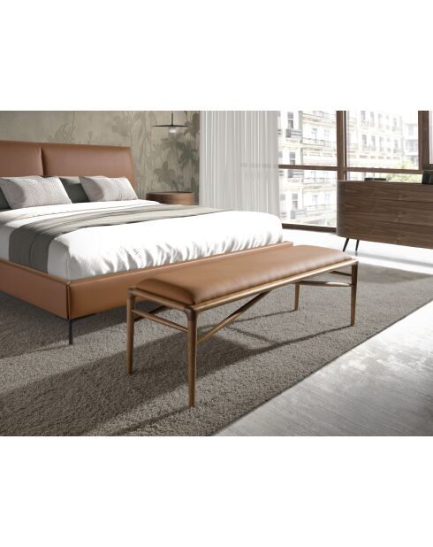 Panca in ecopelle marrone marrone/noce - 23x130x40 cm