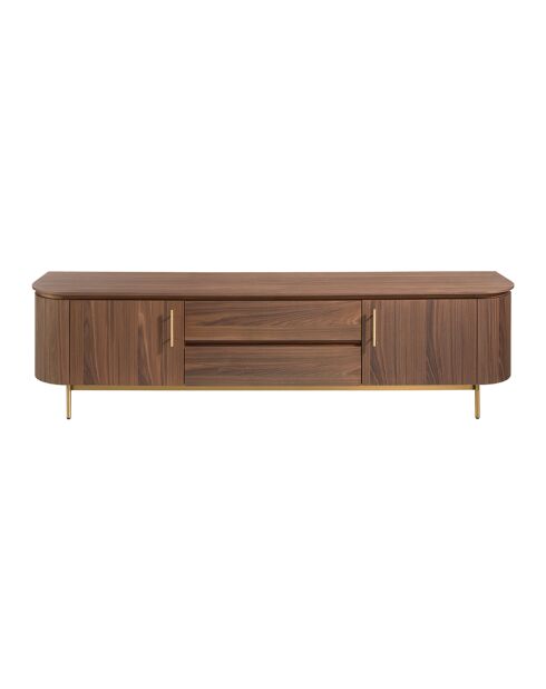 Meuble TV  avec structure en bois plaqué noyer/or - 88x220x45 cm