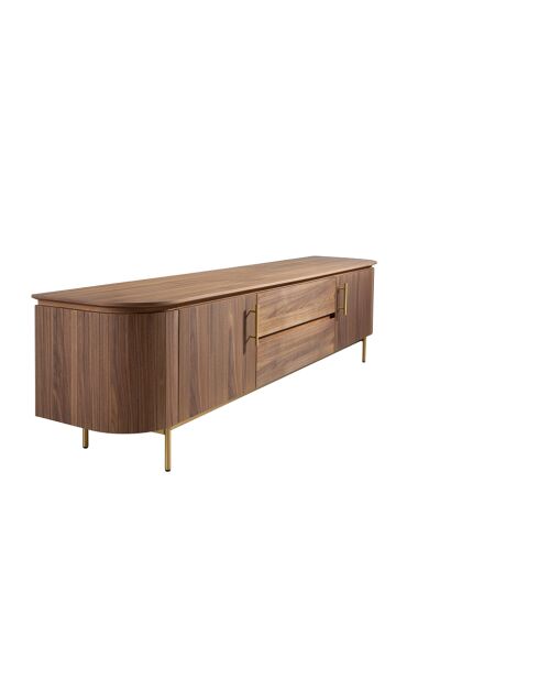 Meuble TV  avec structure en bois plaqué noyer/or - 88x220x45 cm