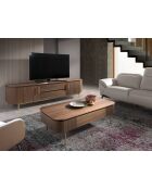 Meuble TV  avec structure en bois plaqué noyer/or - 88x220x45 cm