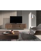 Meuble TV  avec structure en bois plaqué noyer/or - 88x220x45 cm