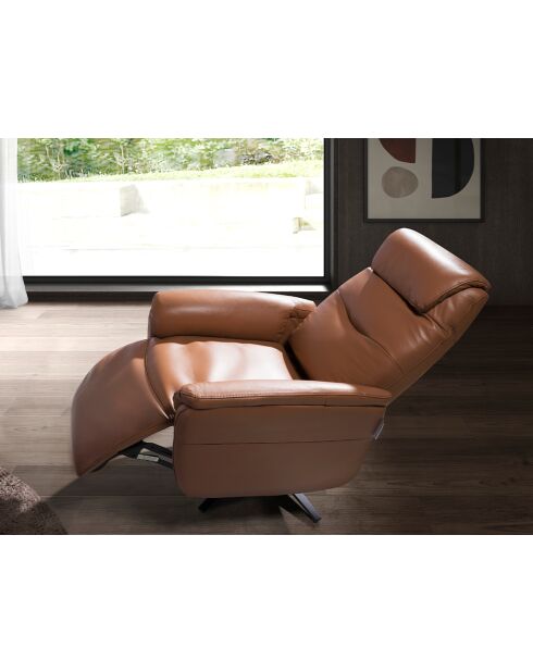 Fauteuil de relaxation en Cuir pivotant avec accoudoirs  marron/noir - 49x78x96 cm