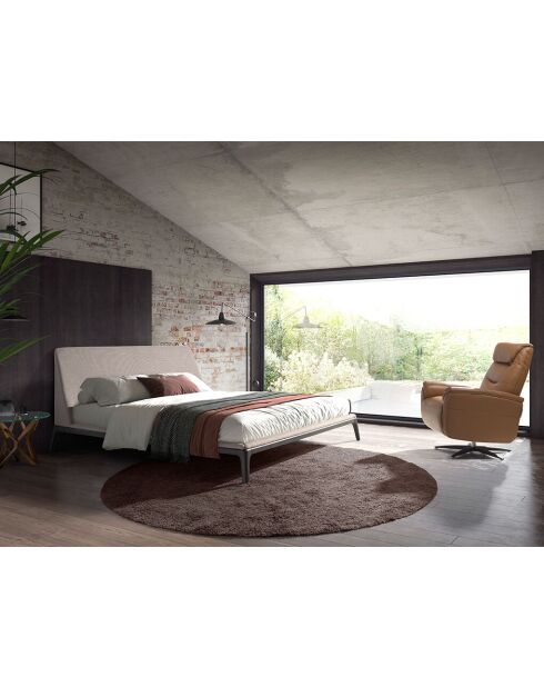 Drehbarer Relaxsessel aus Leder mit Armlehnen braun/schwarz - 49x78x96 cm