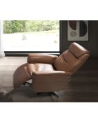 Fauteuil de relaxation en Cuir pivotant avec accoudoirs  marron/noir - 49x78x96 cm