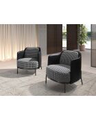Fauteuil pied de poule noir/blanc/acier foncé - 23x68x70 cm