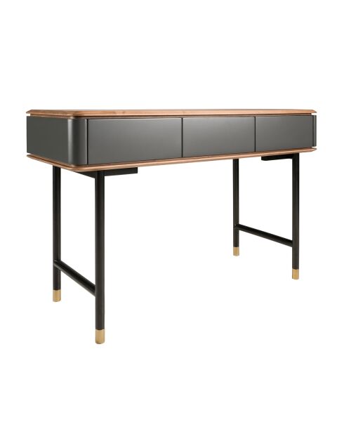 Consolle in MDF grigio scuro grigio scuro/noce/oro finitura opaca - 44x120x50 cm