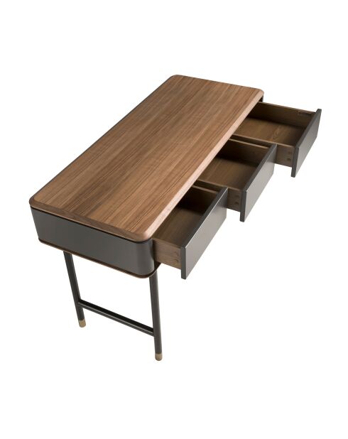 Consolle in MDF grigio scuro grigio scuro/noce/oro finitura opaca - 44x120x50 cm