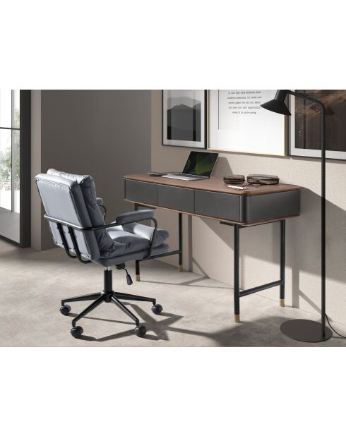 Consolle in MDF grigio scuro grigio scuro/noce/oro finitura opaca - 44x120x50 cm