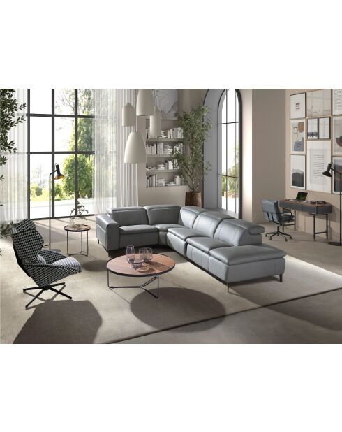 Console en MDF gris foncé finition mate gris foncé/noyer/or - 44x120x50 cm