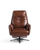 Poltrona rilassante girevole in pelle con braccioli marrone/nero - 32x79x83 cm