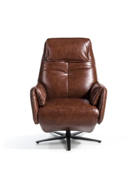 Poltrona rilassante girevole in pelle con braccioli marrone/nero - 32x79x83 cm