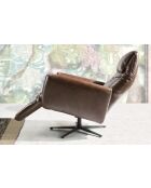 Poltrona rilassante girevole in pelle con braccioli marrone/nero - 32x79x83 cm