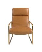 Fauteuil en Cuir avec accoudoirs  chameau/or - 24x69x89 cm