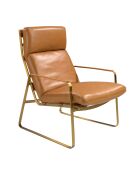 Fauteuil en Cuir avec accoudoirs  chameau/or - 24x69x89 cm