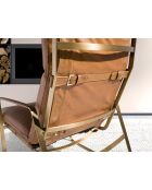 Fauteuil en Cuir avec accoudoirs  chameau/or - 24x69x89 cm