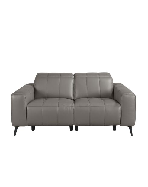 2-zits relax leren bank grijs/zwart - 90x176x110 cm