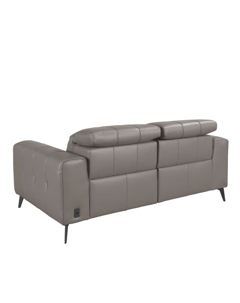 2-zits relax leren bank grijs/zwart - 90x176x110 cm