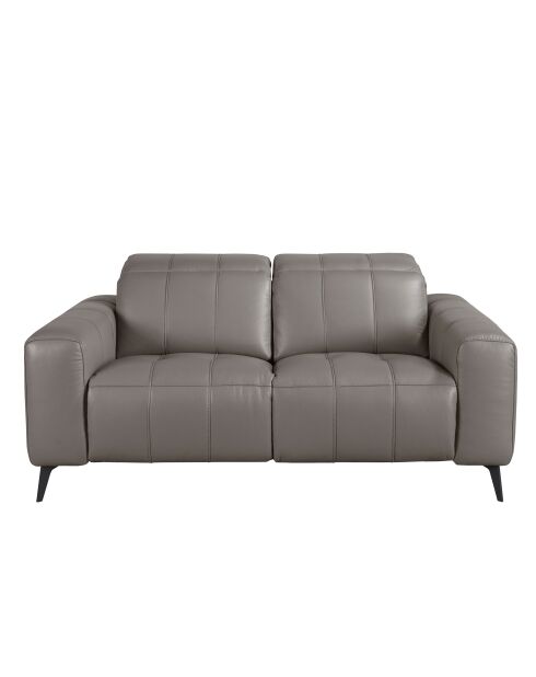2-zits relax leren bank grijs/zwart - 90x176x110 cm