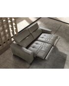 2-zits relax leren bank grijs/zwart - 90x176x110 cm