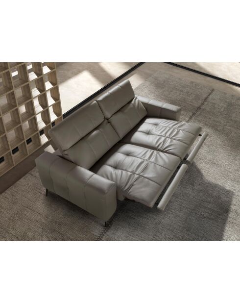 2-zits relax leren bank grijs/zwart - 90x176x110 cm