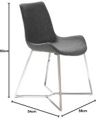 Silla gris/acero - 62,5x54x58 cm