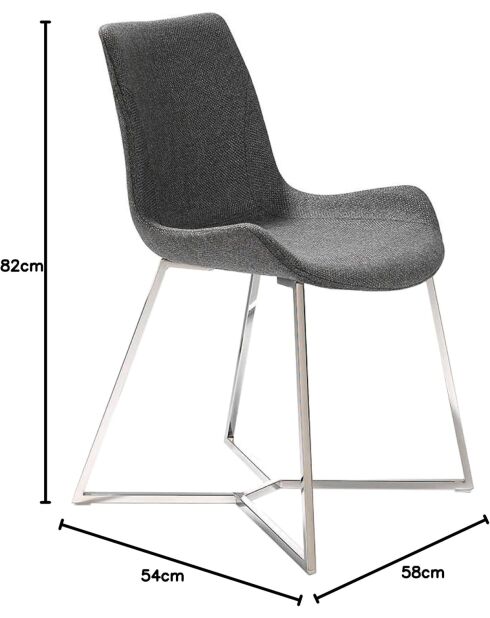 Stuhl aus grau/Stahl - 62,5x54x58 cm