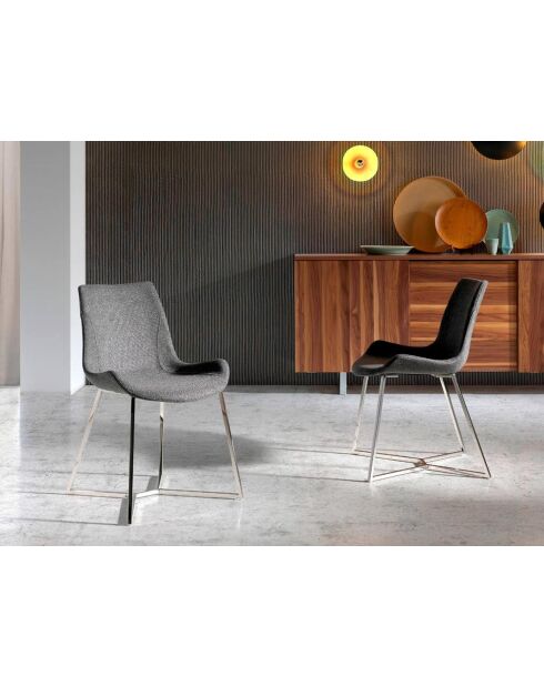 Silla gris/acero - 62,5x54x58 cm