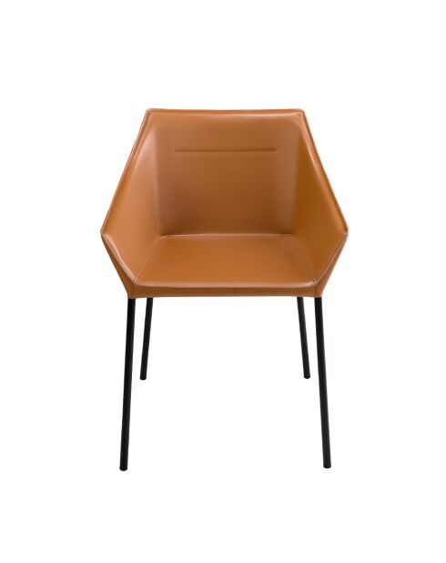 Stuhl aus braunem und schwarzem Kunstleder - 8x62x60 cm