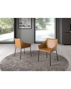 Stuhl aus braunem und schwarzem Kunstleder - 8x62x60 cm