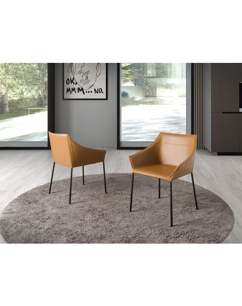 Stuhl aus braunem und schwarzem Kunstleder - 8x62x60 cm