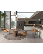 Stuhl aus braunem und schwarzem Kunstleder - 8x62x60 cm