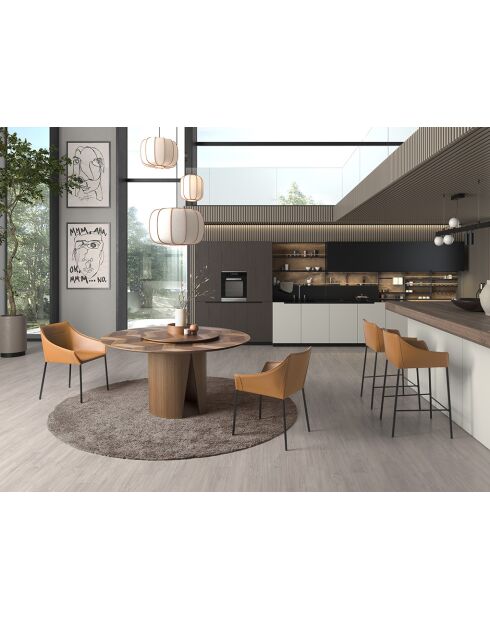 Stuhl aus braunem und schwarzem Kunstleder - 8x62x60 cm