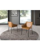 Stuhl aus braunem und schwarzem Kunstleder - 8x62x60 cm