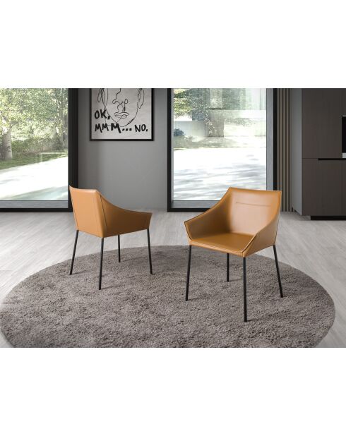 Chaise  en simili marron/noir - 8x62x60 cm