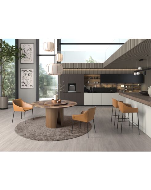 Stuhl aus braunem und schwarzem Kunstleder - 8x62x60 cm