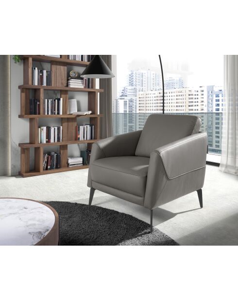 Lederen fauteuil met armleuningen grijs/zwart - 16x78x80 cm