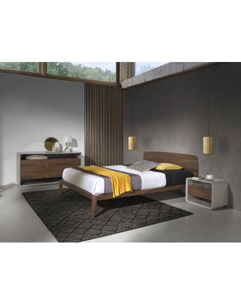 Doppelbett mit originalem Kopfteil aus Nussbaumholz - 42x181x210 cm