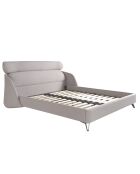 Lit double  avec tête de lit originale gris clair/noir - 117x207x250 cm