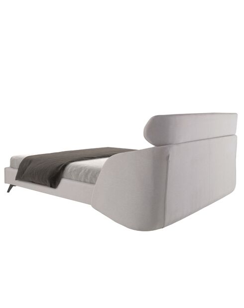 Lit double  avec tête de lit originale gris clair/noir - 117x207x250 cm