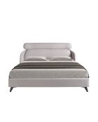 Lit double  avec tête de lit originale gris clair/noir - 117x207x250 cm