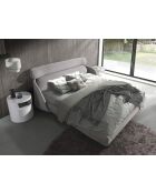 Lit double  avec tête de lit originale gris clair/noir - 117x207x250 cm