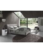 Lit double  avec tête de lit originale gris clair/noir - 117x207x250 cm