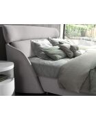 Lit double  avec tête de lit originale gris clair/noir - 117x207x250 cm